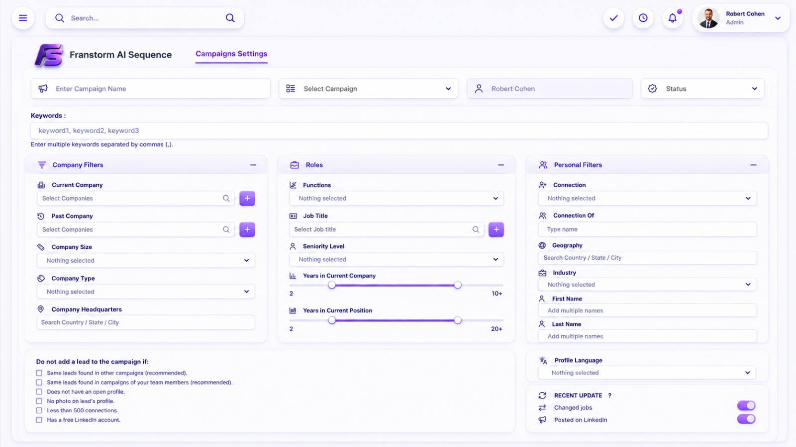 Campaign dashboard screenshot