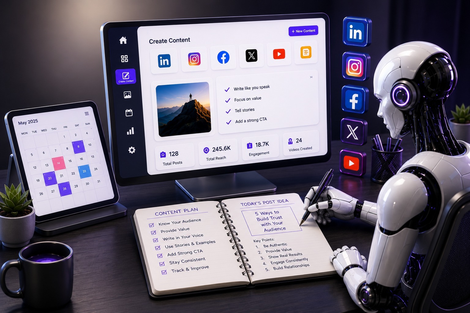 Phone mockups with platform icons