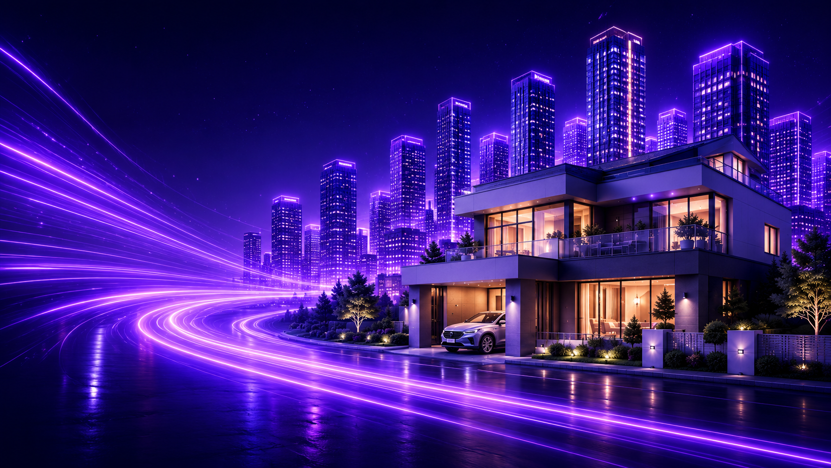 City skyline at night